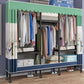 Black Steel Frame Wardrobe Modern Style Wardrobe Armoire with Caster Wheels