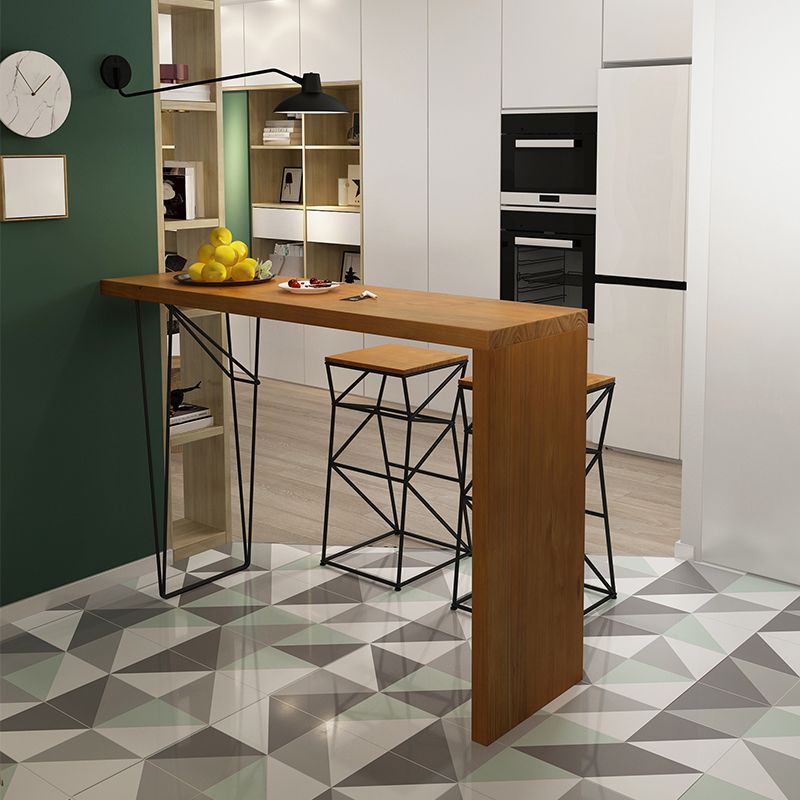 Tavolo da bistrot top in legno rettangolo tavolo da pub moderno con base metallica