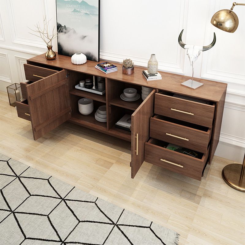 Moderne Schränke Sideboard-Buffet Dark Walnut Buffet Tisch mit 6-Dreher und 2-Türen