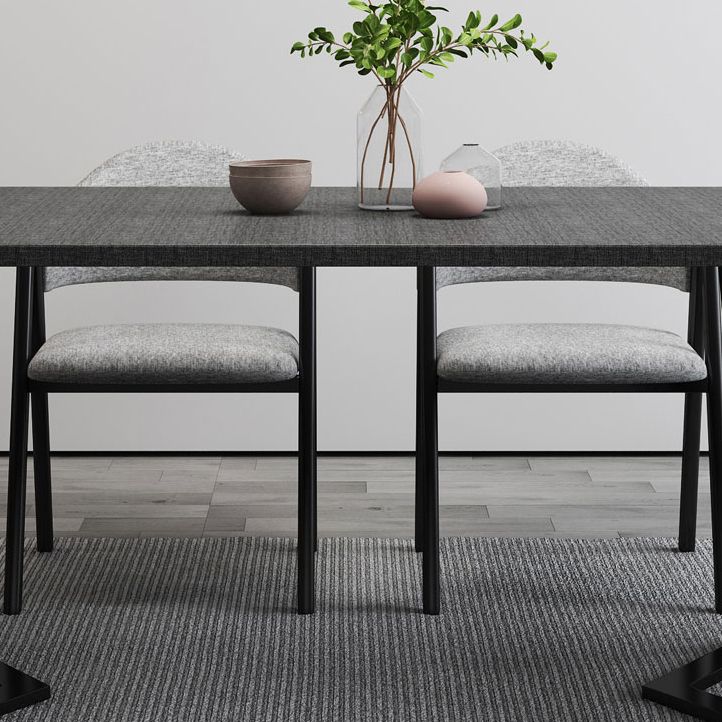 Modern Style Traditional Height Dining Set with Rectangle Shape Table and Double Pedestal Base Clearhalo 'Dining Room Sets' 'Dining Tables & Seating' 'dining_room_set' 'furn' 'furn_dining_room_set' 'Furniture' 'furniture_dining_room_set' 'Kitchen & Dining Furniture' 'kitchen&dining_furn' 'kitchen' 1200x1200_c4ee5e48-2c34-4e81-adf6-b11bf838ae5c