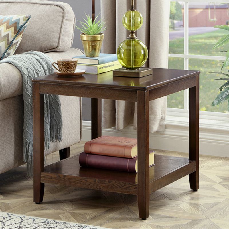Country Double Tier Wood End Table 4 Legs Sofa Side Table with Shelf Clearhalo 'Coffee & Accent Tables' 'End & Side Tables' 'end_side_tables' 'furn' 'furn_end_side_tables' 'Furniture' 'Living Room Furniture' 1200x1200_c4eead56-cfa8-4bdb-a7b6-8ee250fadb04