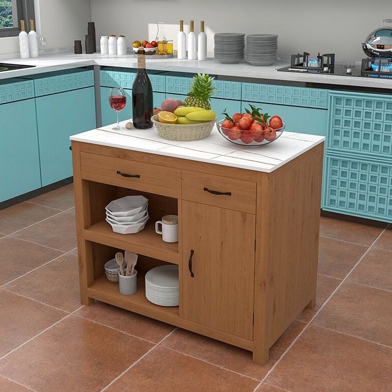 キャスター付きのモダンなキッチンアイランドテーブルダイニングルーム準備テーブル