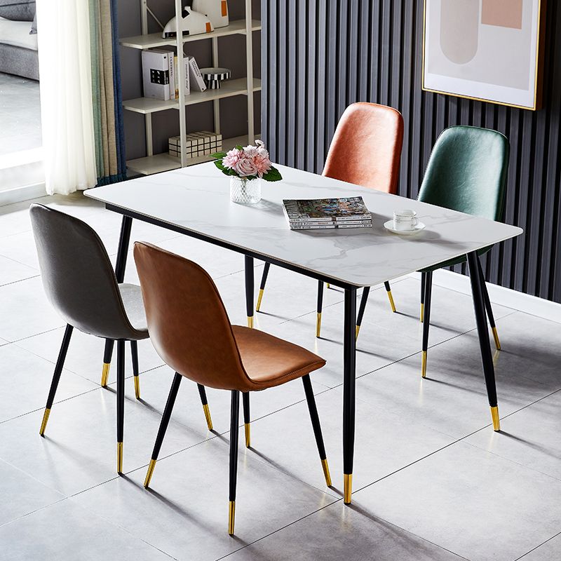Scandinavian Home Side Chair Metal Solid Back Upholstered Dining Room Chair Clearhalo ' kitchen&dining_furn' 'Dining Chairs' 'Dining Tables & Seating' 'dining_chair' 'furn' 'furn_dining_chair' 'Furniture' 'furniture_dining_chair' 'Kitchen & Dining Furniture' 'kitchen' 1200x1200_c4ef8e5d-7912-4b0f-aa80-08d28e1dde72