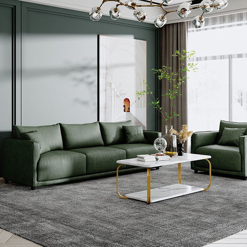 Contemporary Faux Leather Sofa with 3 Pillows Back for 3 People