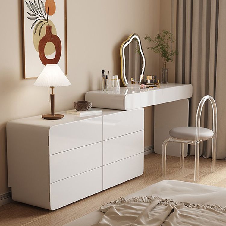 Contemporary Lighted Mirror Vanity Tables Bedroom Makeup Vanity Desk Table with Drawer