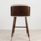 Scandinavian Solid Wood Bar Stool Backrest Counter Stool in Brown
