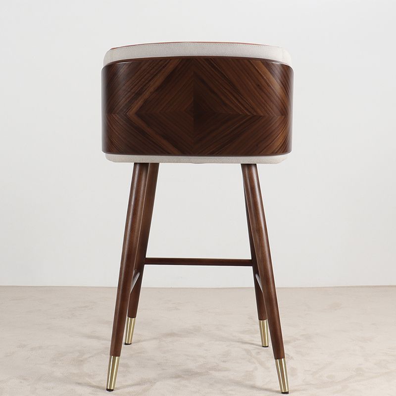 Scandinavian Solid Wood Bar Stool Backrest Counter Stool in Brown