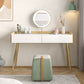 Glam 2-drawer Slate Top Dressing Table 32.67" H Vanity Stool in White Clearhalo 'Bedroom Furniture' 'furn' 'furn_makeup_vanities' 'Furniture' 'Makeup Vanities' 'makeup_vanities' 1200x1200_c4f9a22d-88c0-49a8-b5af-14ea29df58f6