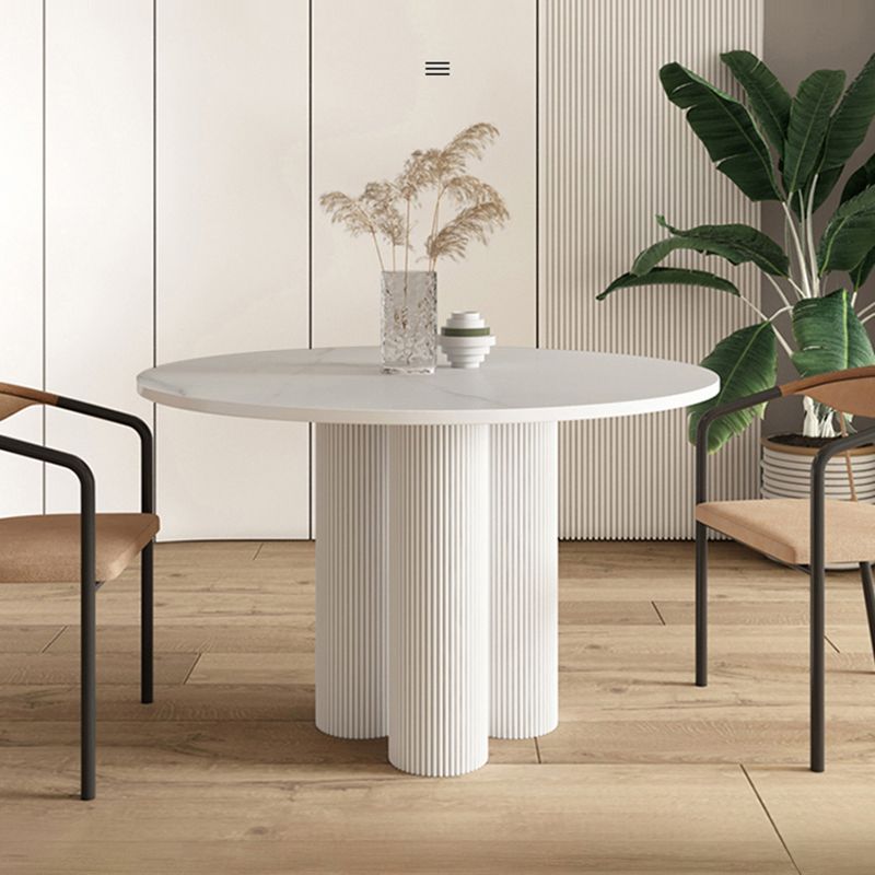 Contemporary Sintered Stone Dining Table Round Dinner Room Table with Pedestal Base Clearhalo 'Dining Tables & Seating' 'Dining Tables' 'dining_table' 'Furniture' 'furniture_dining_table' 'Kitchen & Dining Furniture' 'kitchen' 'kitchen_dining_table' 1200x1200_c4fcdf3a-553e-4bc2-9702-1585e2aec727