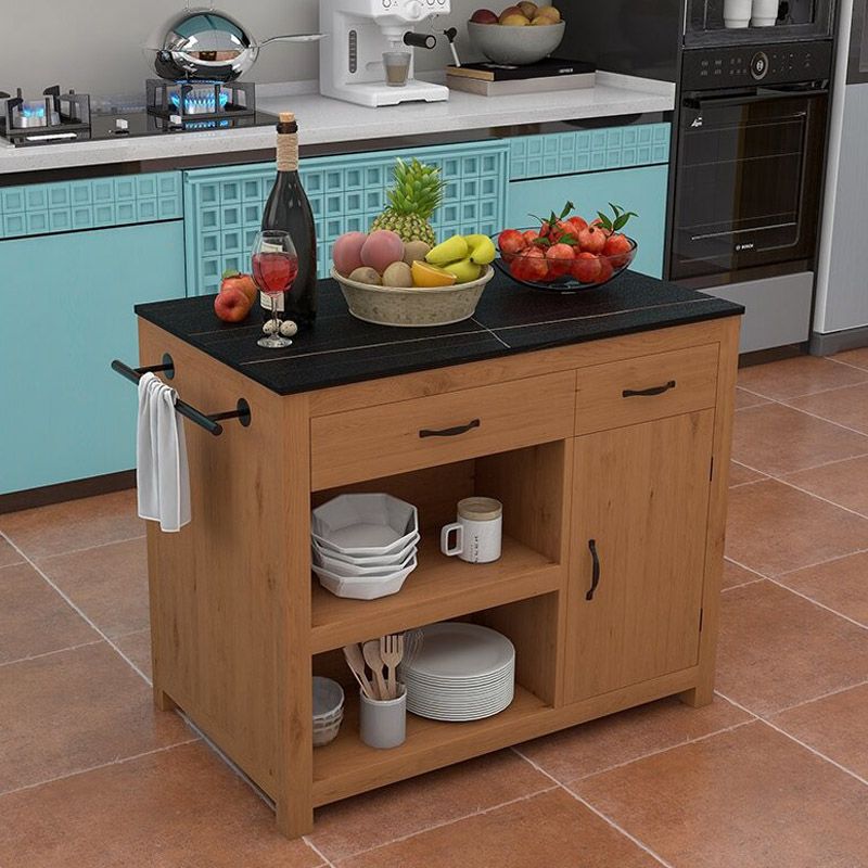 キャスター付きのモダンなキッチンアイランドテーブルダイニングルーム準備テーブル