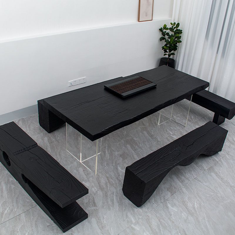 Modern Rectangle Dining Table Black Pine Solid Wood Top Dining Site Table Clearhalo 'Dining Tables & Seating' 'Dining Tables' 'dining_table' 'furn' 'furn_dining_table' 'Furniture' 'furniture_dining_table' 'Kitchen & Dining Furniture' 1200x1200_c4ff072e-29cf-4a35-bcf4-dad73cb424ab