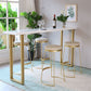 Solid Wood Bar Table Set 1/4/5 Pcs Gold Frame Bar Table and Stools