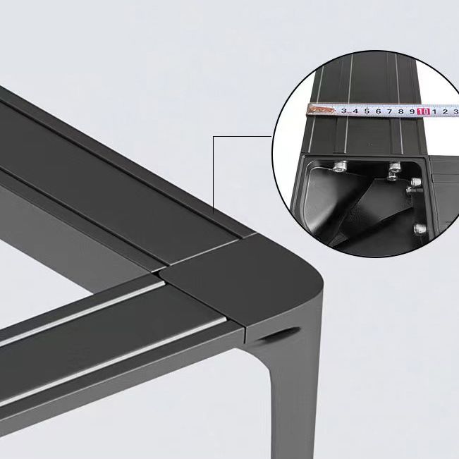 Modern Minimalist White Stone Top Black Base Dining Room Table with 4 Legs Base Clearhalo 'Dining Tables & Seating' 'Dining Tables' 'dining_table' 'furn' 'furn_dining_table' 'Furniture' 'Kitchen & Dining Furniture' 1200x1200_c501e058-68d1-42da-83f3-e2786ed10062