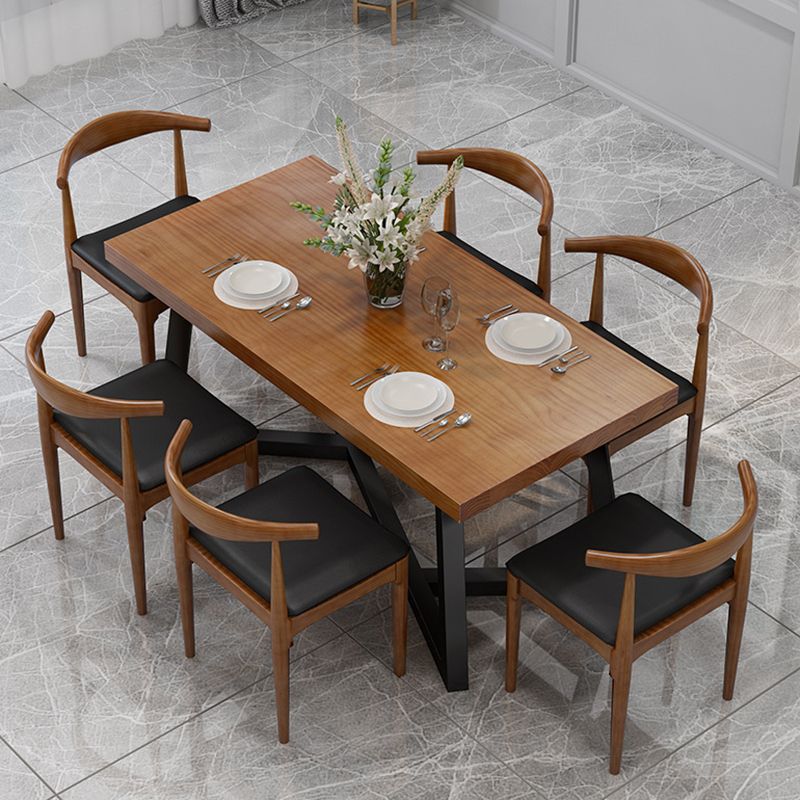 Rectangle Dining Table Simplicity Dinner Room Solid Wood Table with Metallic Base Clearhalo ' dining_table' 'Dining Tables & Seating' 'Dining Tables' 'furn' 'furn_dining_table' 'Furniture' 'furniture_dining_table' 'Kitchen & Dining Furniture' 'kitchen&dining_furn' 'kitchen' 'kitchen_dining_table' 1200x1200_c502793f-9e2f-4ab9-9469-b7934c745f75