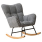 Contemporary Rocker Chair Color Block Tufted Cushions Fabric Living Room Rocker Chair