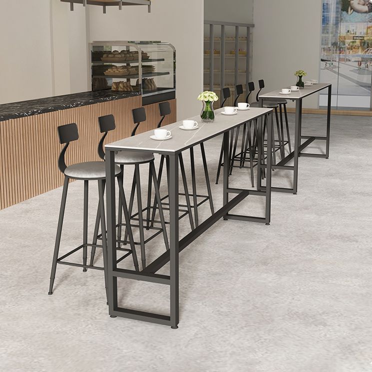 Rechteckiges Bartisch-Set, 1/5-teilig, moderner Bartisch mit Eisenrahmen und gepolsterte Hocker