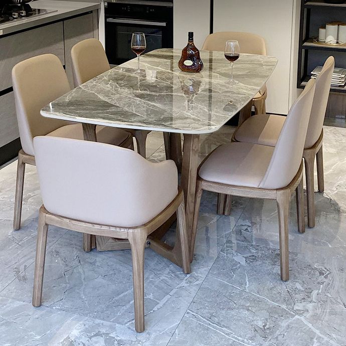 Sintered Stone Modern Rectangle Dining Table Grey Stone Top Table with Trestle Base Clearhalo ' dining_table' 'Dining Tables & Seating' 'Dining Tables' 'Furniture' 'furniture_dining_table' 'Kitchen & Dining Furniture' 'kitchen&dining_furn' 'kitchen' 'kitchen_dining_table' 1200x1200_c50456b6-a635-43f9-8e31-6118864eebe8