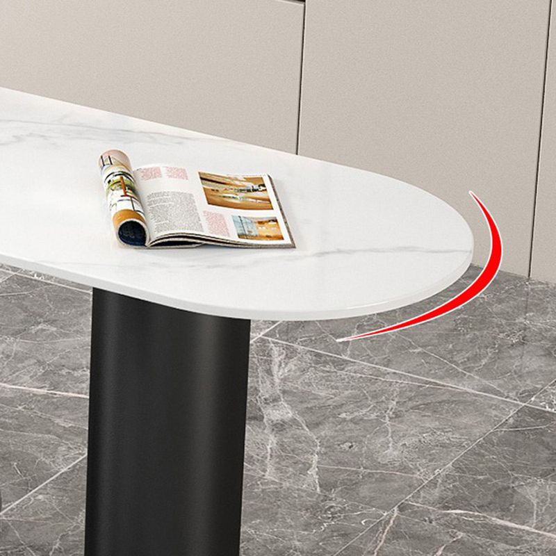 Stone/Wood Bar Dining Table Modern Oval Bar Table with Double Pedestal Clearhalo 'Bar Furniture' 'Bar Tables' 'bar_tables' 'furn' 'furn_bar_tables' 'Furniture' 'furniture_bar_tables' 'Kitchen & Dining Furniture' 1200x1200_c505ec0d-e0c5-4387-9fb1-fc80a738d552
