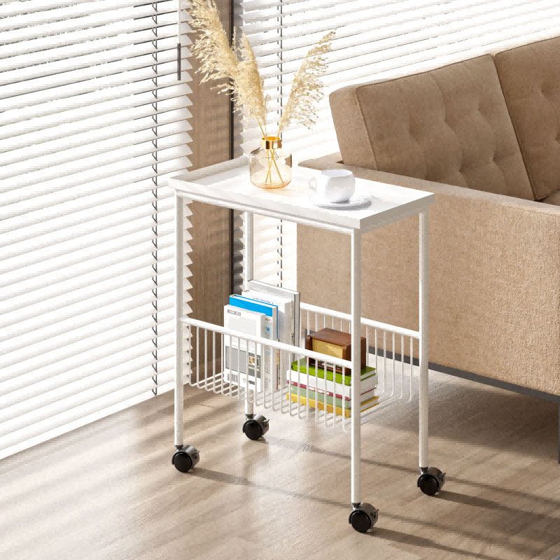 Tavolo superiore del vassoio del vassoio rettangolo in metallo della metà secolo 4 gambe tavolino con archiviazione