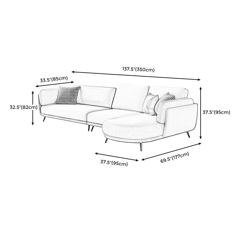 Faux Leather Scandinavian L-Shape Sectional with Pillowed Back Cushions Clearhalo 'furn' 'furn_sectionals' 'Furniture' 'furniture_sectionals' 'kitchen' 'kitchen_sectionals' 'Living Room Furniture' 'Sectionals' 1200x1200_c5074297-e54c-4b4d-a069-8036b528df39