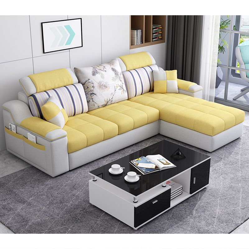 Casual Pillow Top Arm Sectionals 82.68"D x 57.09"W x 35.43"H Cushions Sofa with Storage Clearhalo 'furn' 'furn_sectionals' 'Furniture' 'furniture_sectionals' 'Living Room Furniture' 'Sectionals' 1200x1200_c5078cdc-a2f4-45d7-aba2-263e1224fb6d