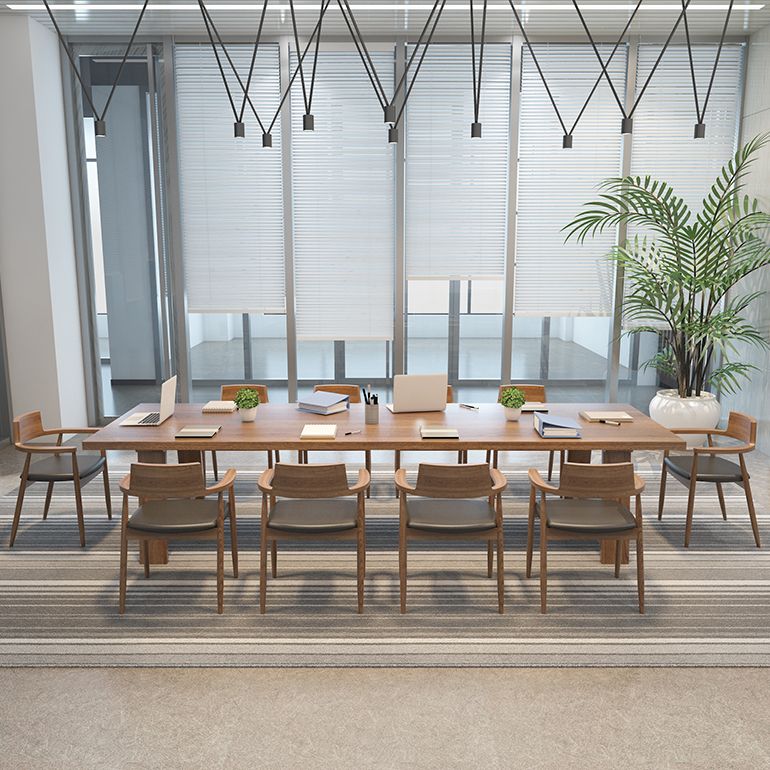 Solid Wood Office Table Contemporary Wood Color Meeting Table Clearhalo 'furn' 'furn_office_desk' 'Furniture' 'Office Desks' 'Office Furniture' 'office_desk' 1200x1200_c50bdb2b-1684-4595-937e-41b9fc3ff77b