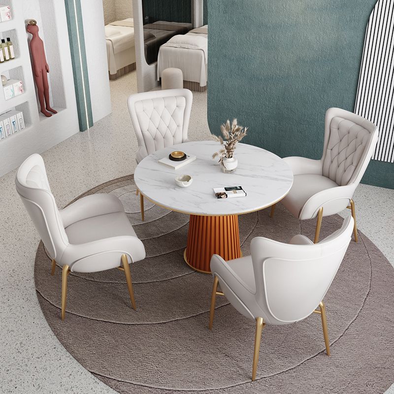 1/5 Pcs Metal Modern Dining Room Set with Round Table and Pedestal Base Dining Set Clearhalo 'Dining Room Sets' 'Dining Tables & Seating' 'dining_room_set' 'furn' 'furn_dining_room_set' 'Furniture' 'furniture_dining_room_set' 'Kitchen & Dining Furniture' 'kitchen&dining_furn' 'kitchen' 1200x1200_c50d5eb4-a179-4772-8df5-f92c7ad1c5c3