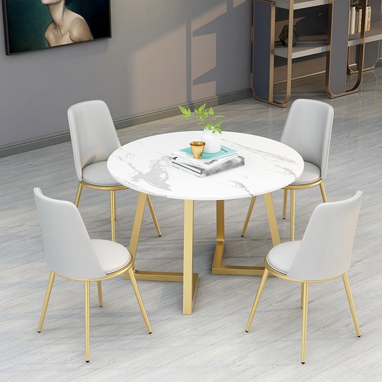 Nordic Sintered Stone Dining Room Set Standard Height with Double Pedestal Base Dining Set Clearhalo 'Dining Room Sets' 'Dining Tables & Seating' 'dining_room_set' 'furn' 'furn_dining_room_set' 'Furniture' 'furniture_dining_room_set' 'Kitchen & Dining Furniture' 'kitchen&dining_furn' 'kitchen' 1200x1200_c510f7cc-8444-4f02-bb68-1cd98302b7fa