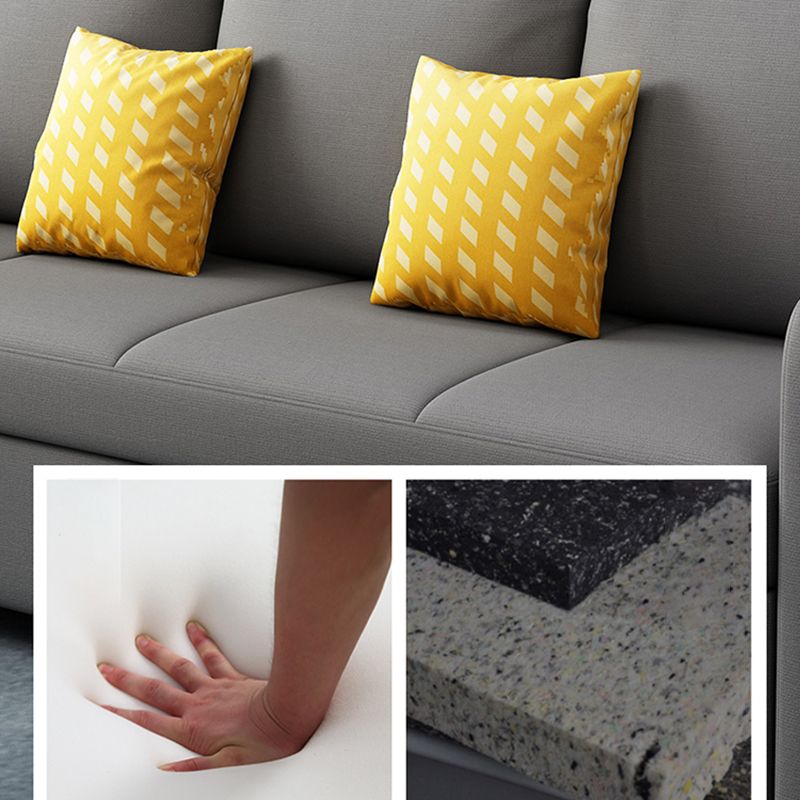Contemporary Square Arm Cotton Blend Couch Bed with Pillows in Grey Clearhalo 'furn' 'furn_sofas' 'Furniture' 'Living Room Furniture' 'Sofa' 'sofas' 1200x1200_c5114794-de9c-4a8c-b71a-d239e081a526