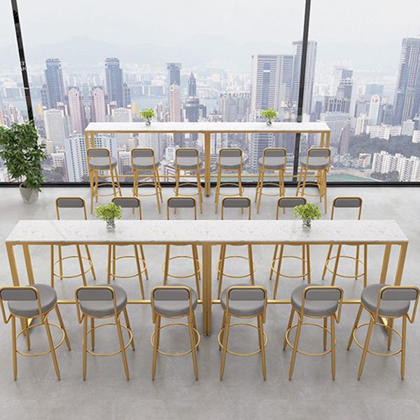 Glam Style Marble Cocktail Bar Table 42-inch Height Metal Base Bar Table Clearhalo 'Bar Furniture' 'Bar Tables' 'bar_tables' 'furn' 'furn_bar_tables' 'Furniture' 'furniture_bar_tables' 'Kitchen & Dining Furniture' 'kitchen&dining_furn' 'kitchen' 1200x1200_c5119142-ff44-4476-81ce-a7ac395c7a36
