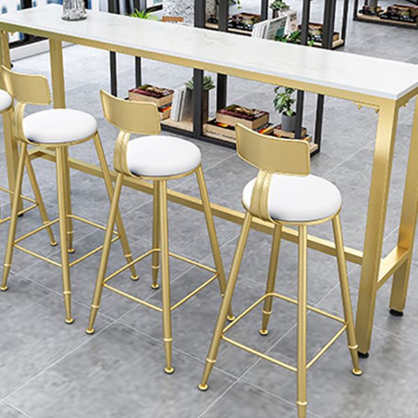White Glam Style Bar Table in Faux Marble and Metal Milk Tea Shop Bar Table Clearhalo 'Bar Furniture' 'Bar Tables' 'bar_tables' 'furn' 'furn_bar_tables' 'Furniture' 'furniture_bar_tables' 'Kitchen & Dining Furniture' 1200x1200_c511f982-bd4f-4c57-9eb1-695291790a5d
