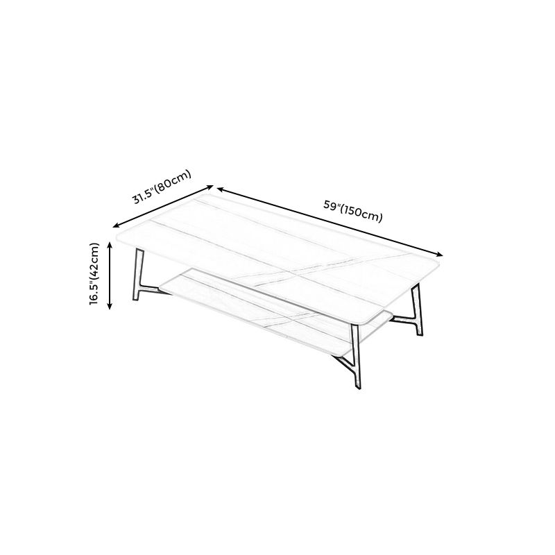 Modern White/Black Rectangle 4 Legs Coffee Table Slate and Metal Table Clearhalo 'Coffee & Accent Tables' 'Coffee Tables' 'coffee_tables' 'Furniture' 'furniture_coffee_tables' 'Living Room Furniture' 1200x1200_c5132809-9ed1-40c0-a5d1-82917edd0db4