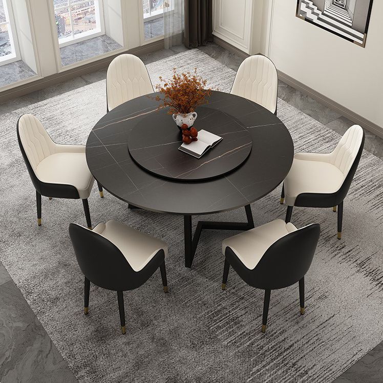 Round Double Pedestal Table Simplicity Style Dining Site Table with Turntable Clearhalo 'Dining Tables & Seating' 'Dining Tables' 'dining_table' 'furn' 'furn_dining_table' 'Furniture' 'Kitchen & Dining Furniture' 1200x1200_c5138dfe-f1c8-4e34-aa97-e3d944e803fd