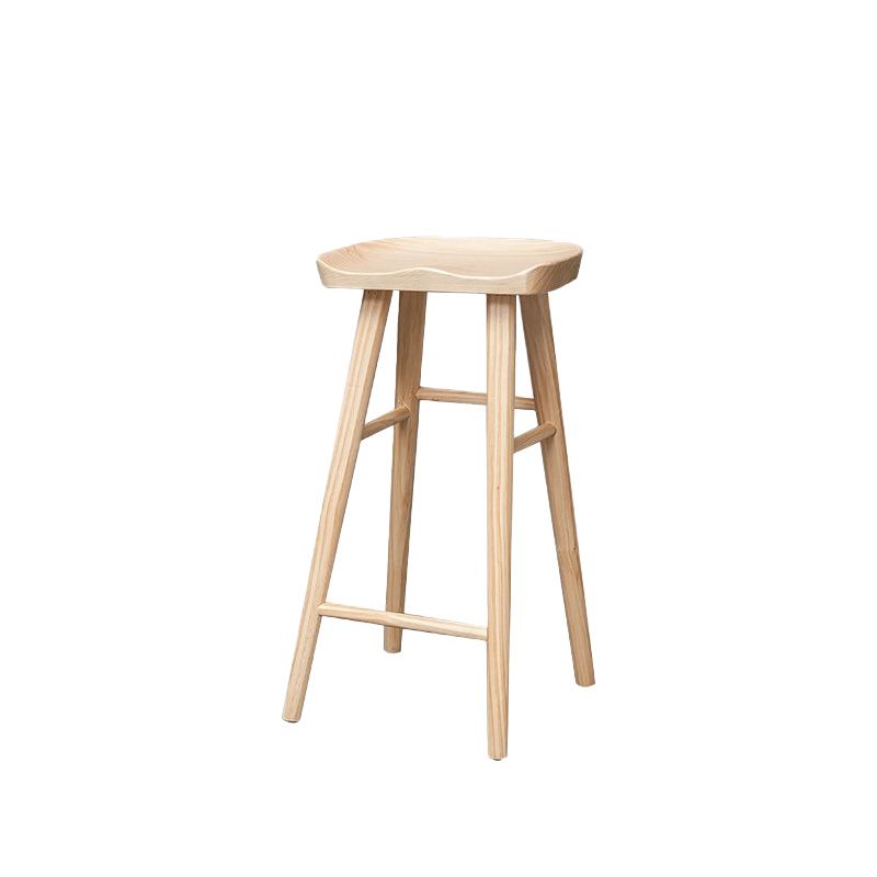 Modern Solid Wood Dining Stool Backless Contoured Seat Bar and Counter ...