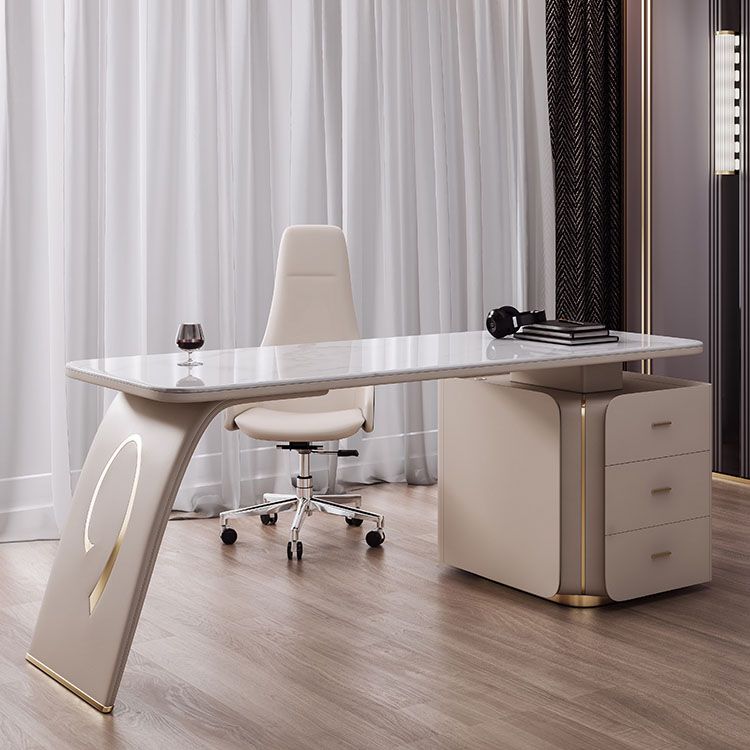 3 Drawers Task Desk Rectangular Shaped Office Desk in White for Office Clearhalo 'furn' 'furn_office_desk' 'Furniture' 'Office Desks' 'Office Furniture' 'office_desk' 1200x1200_c51540f5-12e8-4c2d-926e-3855d3de2ec8