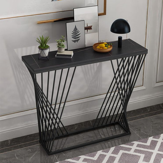 Frame Base Console Table 31.5" Tall Stone Accent Table for Hall
