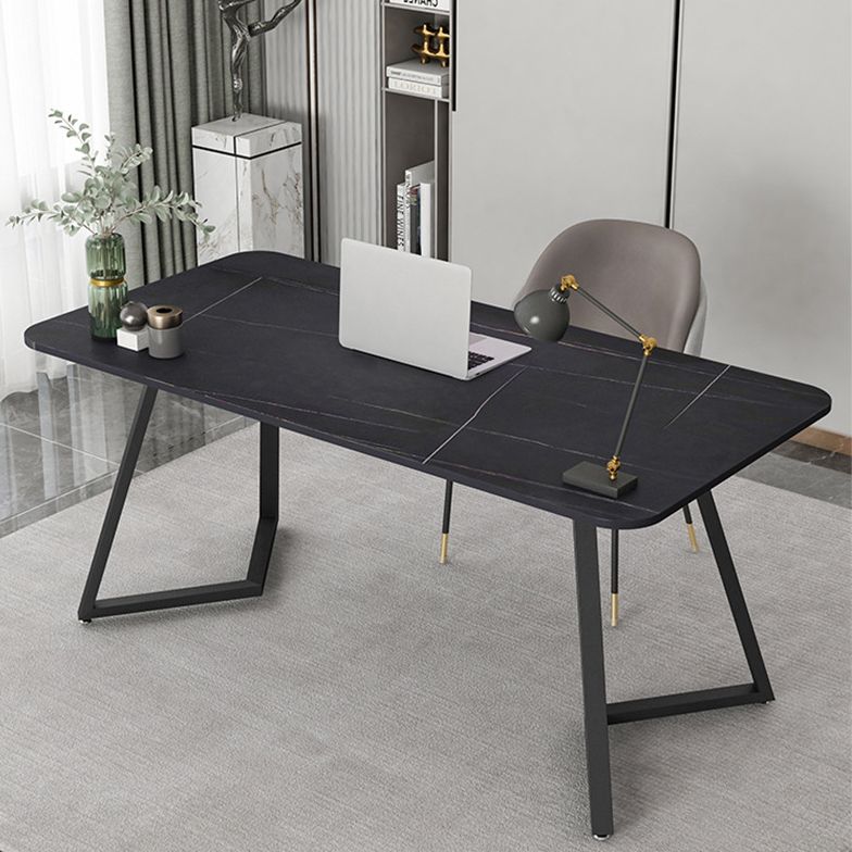 長方形の工業用ライティングデスク焼結ストーントップブラックベースデスク