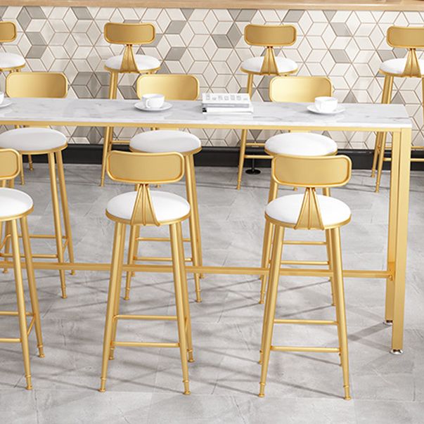 White Glam Style Bar Table in Metal and Faux Marble Bar Table for Dining Room Clearhalo 'Bar Furniture' 'Bar Tables' 'bar_tables' 'furn' 'furn_bar_tables' 'Furniture' 'furniture_bar_tables' 'Kitchen & Dining Furniture' 1200x1200_c51c41ab-457c-43c0-aa27-a256d0054eb6
