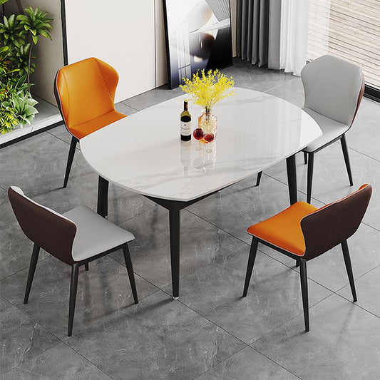 Contemporary Sintered Stone Dining Table Round Dining Table with 4 Legs Clearhalo ' dining_table' 'Dining Tables & Seating' 'Dining Tables' 'furn' 'furn_dining_table' 'Furniture' 'furniture_dining_table' 'Kitchen & Dining Furniture' 'kitchen&dining_furn' 'kitchen' 'kitchen_dining_table' 1200x1200_c51e9c95-b691-4a43-8a5a-9e36bfb23bf6