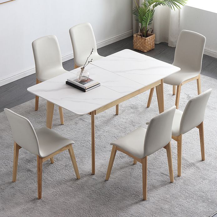 Rectangle Extendable Stone Dining Site Table Traditional Luxury Dinette Table with 4-foot Clearhalo ' dining_table' 'Dining Tables & Seating' 'Dining Tables' 'furn' 'furn_dining_table' 'Furniture' 'furniture_dining_table' 'Kitchen & Dining Furniture' 'kitchen&dining_furn' 'kitchen' 'kitchen_dining_table' 1200x1200_c51ee535-f413-4401-8ec7-03fe46236d91
