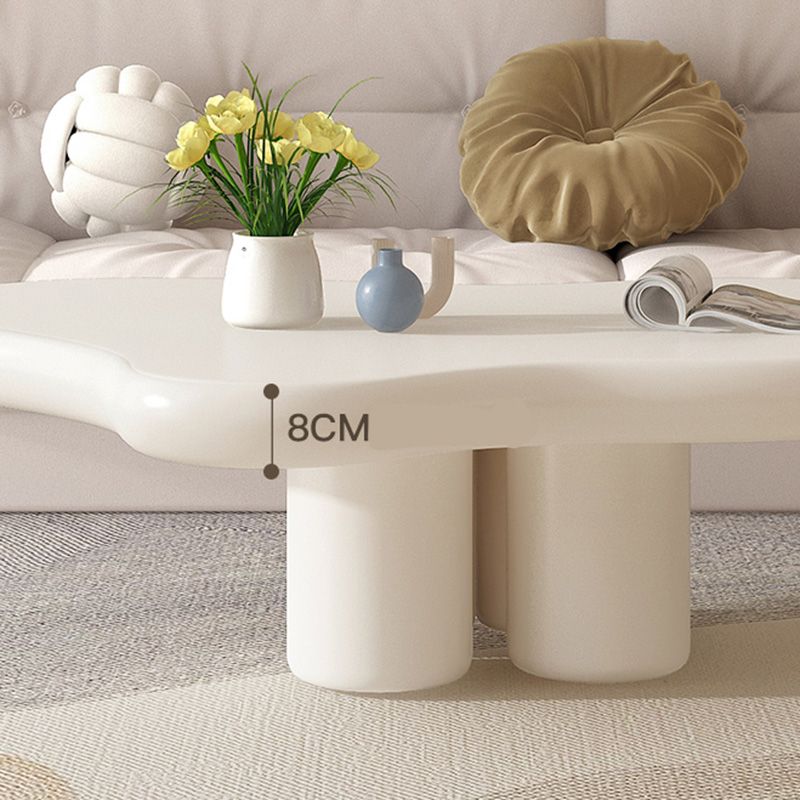 Modern Wooden Free Form Top Coffee Table 4 Legs Cocktail Table