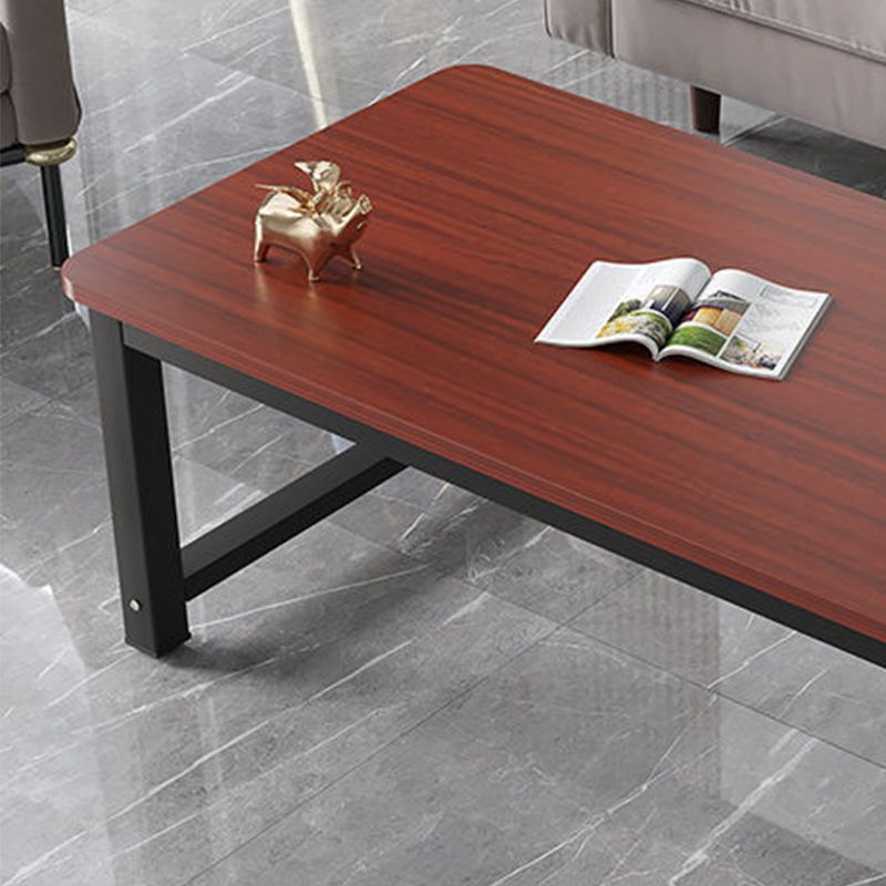 Rectangle Wooden Top Coffee Table with Metal Four legs Modern Style Clearhalo 'Coffee & Accent Tables' 'Coffee Tables' 'coffee_tables' 'furn' 'furn_coffee_tables' 'Furniture' 'Living Room Furniture' 1200x1200_c51f8e74-45e0-4b76-9c93-1e563b46538f