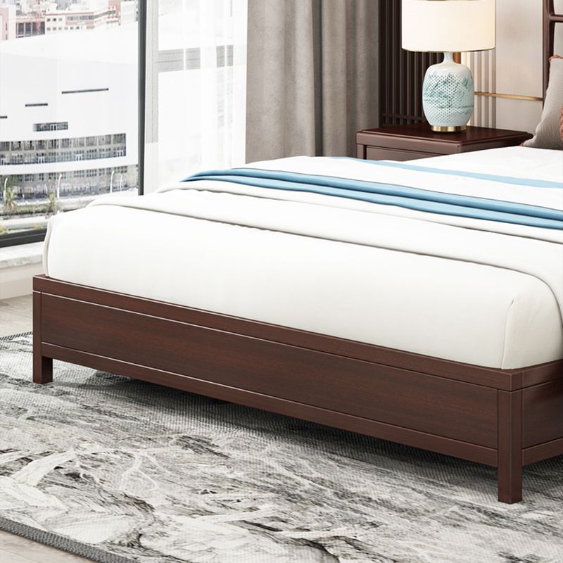 Mid-Century Modern Standard Bed Ash Solid Wood Upholstered Headboard Panel Bed