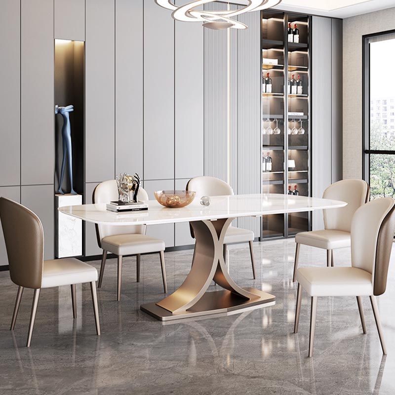 Glam Rectangle Table Set 1/3/4/5/6 Pieces Dining Set for Home Use Clearhalo 'Dining Room Sets' 'Dining Tables & Seating' 'dining_room_set' 'furn' 'furn_dining_room_set' 'Furniture' 'Kitchen & Dining Furniture' 1200x1200_c520d7b6-560e-4624-914b-85c203069259