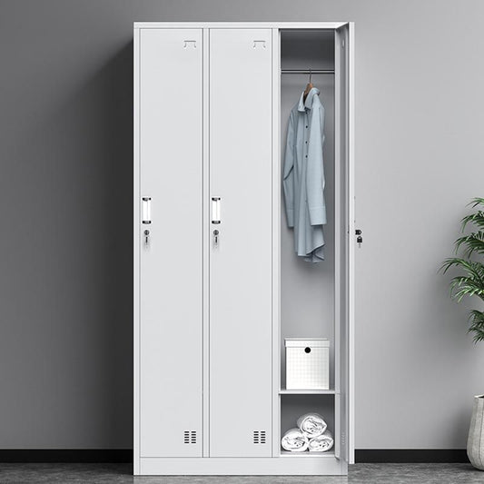 Metal Modern Hinged Door Cabinet Grey Storage Cabinet for Home Clearhalo 'Armoires & Wardrobes' 'armoires_wardrobes' 'Bedroom Furniture' 'furn' 'furn_armoires_wardrobes' 'Furniture' 1200x1200_c5211cf2-19bc-4a2f-b357-d8ebb04f289e