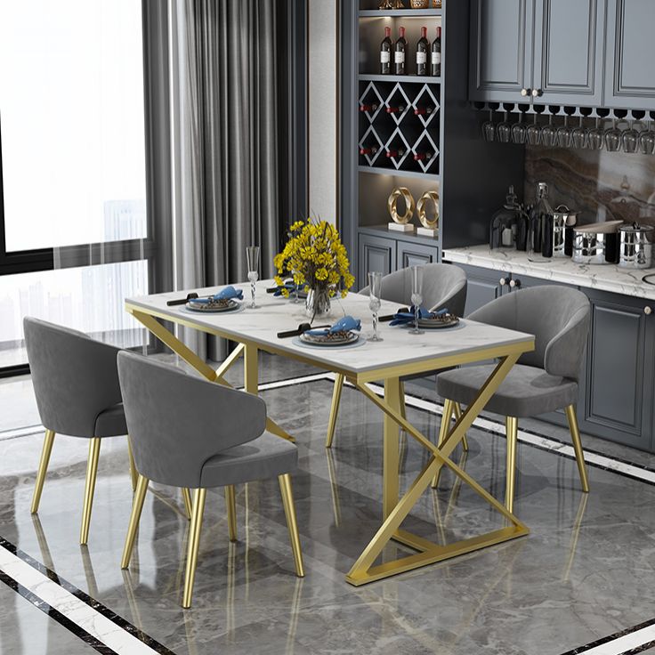 Glam Style 1/2/5 Pieces Dining Furniture Set Rectangle Dining Room Table Set Clearhalo 'Dining Room Sets' 'Dining Tables & Seating' 'dining_room_set' 'furn' 'furn_dining_room_set' 'Furniture' 'furniture_dining_room_set' 'Kitchen & Dining Furniture' 'kitchen&dining_furn' 'kitchen' 1200x1200_c521f369-694d-4bba-a60e-92d2ea7f6015