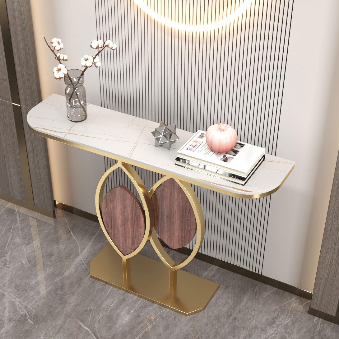 Glam Half Moon Console Sofa Tafel Antieke afwerking Console Accenttabel