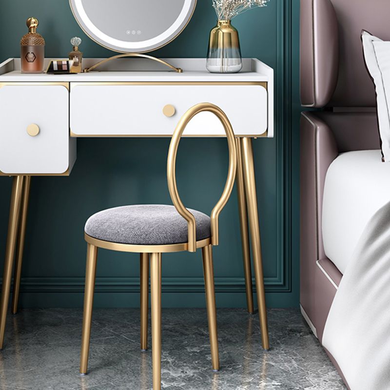 Glam 32.28" H Wooden 2-drawer Dressing Table Make-up Vanity Stool