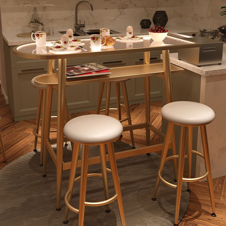 Tempered Glass & Marble Bar Table Specialty Table Top Legs Table -39.4" H Clearhalo 'Bar Furniture' 'Bar Tables' 'bar_tables' 'furn' 'furn_bar_tables' 'Furniture' 'furniture_bar_tables' 'Kitchen & Dining Furniture' 1200x1200_c5238489-79d4-447d-8678-770b509e078a