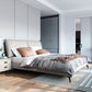 Letto standard grigio da 40,55 "con materasso con headboard rivestito